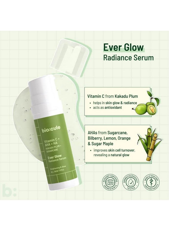 Ever Glow Radiance Vitamin C Face Serum Vitamin C With Glycolic Acid (Aha) From Kakadu Plum & Sugarcane For Glowing Skin Oil Free Serum For All Skin Types 15Ml