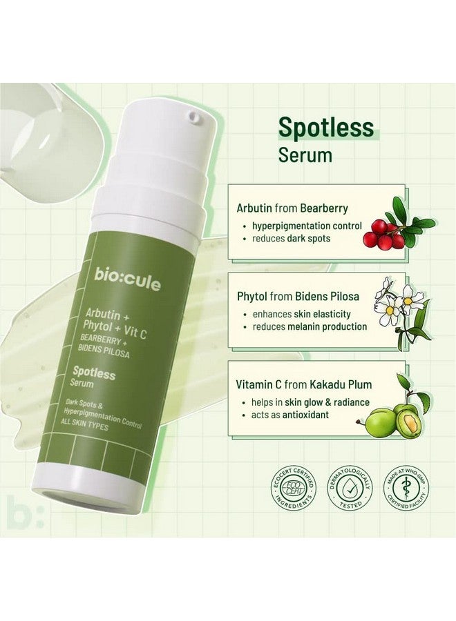 Spotless Vitamin C Face Serum Arbutin Phytol & Vitamin C From Bearberry Bidens Pilosa & Kakadu Plum For Hyperpigmentation Dark Spots Freckles & Blemishes Light Gel For All Skin Types 15Ml