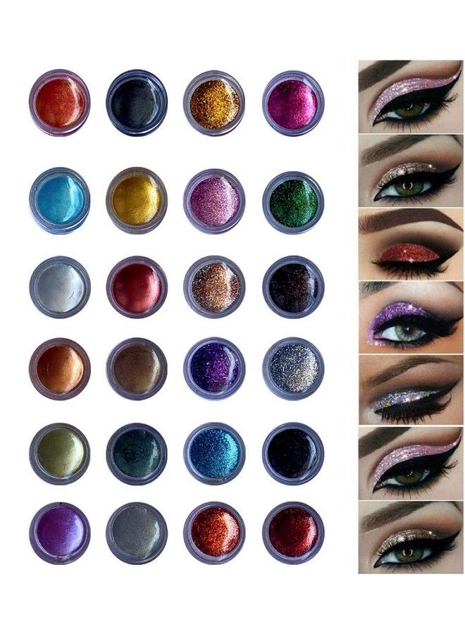 Shining Eyeshadow Glitter/Shimmer Powder(24 Pcs) Multicolor Shimmery Finish