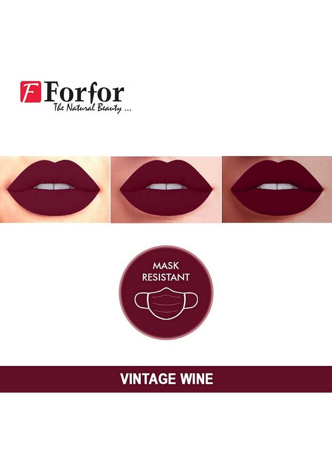 Forever Matte Me Long Lasting ; Waterproof ; Liquid Matte Lip Color Combo Of 4 (Upto 12 Hours Stay) (Bury Brown Vintage Wine Nude Beach Carnation Pink)