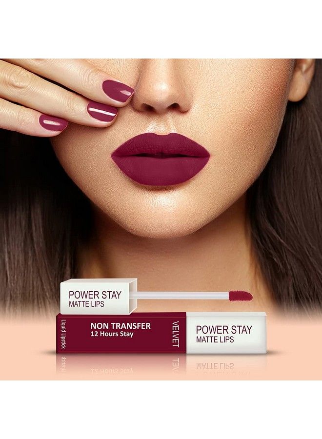 Power Stay Long Last Matte Lipstick Combo Of 3 Waterproof (12 Hrs Stay) (Bridal Maroon Mauve Matte Sandy Nude Pack Of 3)