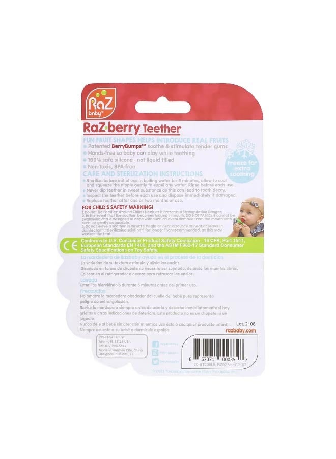 RaZ berry Teether 3 Months Blue 1 Count