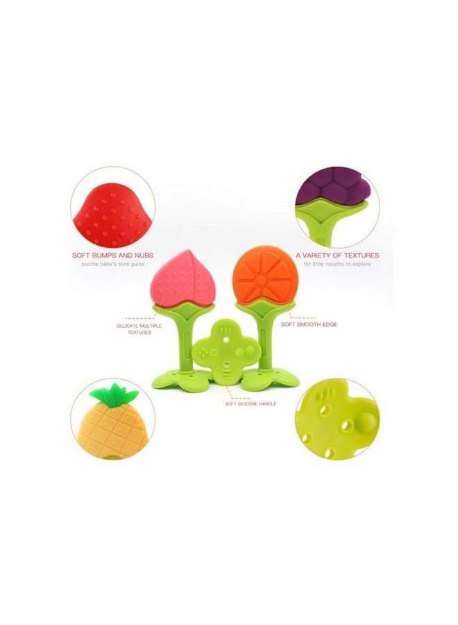 Baby Soft Silicone Teether Fruit Shaped With Baby Smart Multifunctional Medicine Intake Teether For Babies Toddlers Infants(Strawberry)