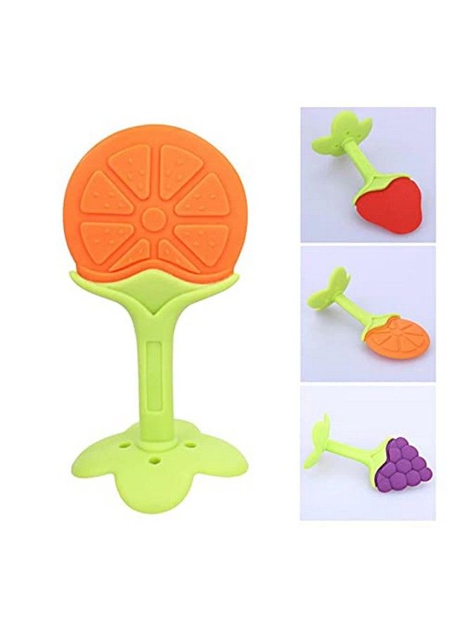 Baby Soft Silicone Fruit Shaped Teether Teething Toys For Baby Textured Molar Teeth Soother Massage Bpa Free; Infants Dental Care Baby Teether For Tooth Gum Pain Relief (Orange)