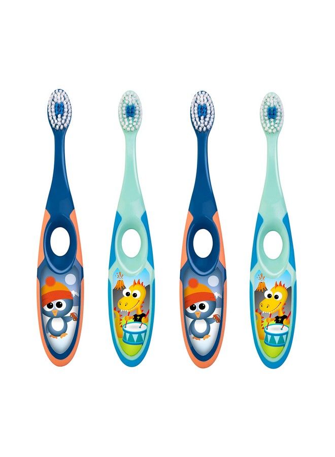 ; Step 2 Kids Toothbrush ; Infant Toothbrush For Age 3 5 Years Old ; Kid Toothbrush With Soft Bristles Dual Ergonomic Handle & Bpa Free ; Blue & Green Color ; Pack 4 Units