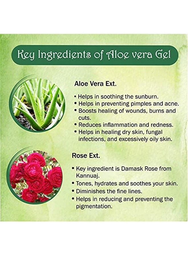 100 Gm Natural Aloe Vera Gel To Prevent Pimples And Acne + 100 Ml Natural Rose Toner To Reduce Enlarged Skin Pores Silicon Paraben Paraffin Free Pack Of 2