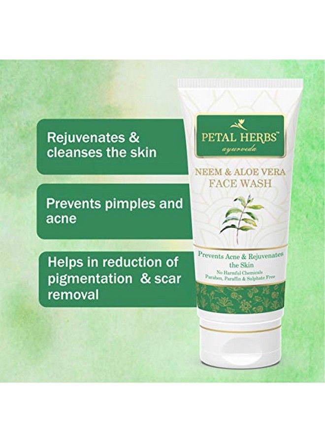 100 Gm Neem & Aloe Vera Face Wash To Rejuvenate And Cleanse The Skin + 100 Gm Natural Aloe Vera Gel To Prevent Pimples And Acne Silicon Paraben Paraffin Free Pack Of 2