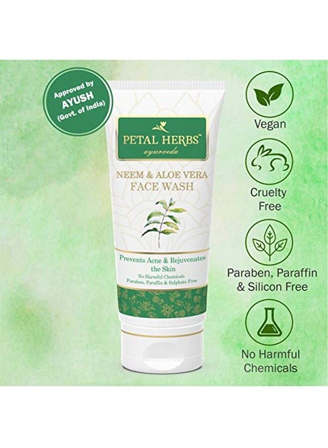 100 Gm Neem & Aloe Vera Face Wash To Rejuvenate And Cleanse The Skin + 100 Gm Natural Aloe Vera Gel To Prevent Pimples And Acne Silicon Paraben Paraffin Free Pack Of 2