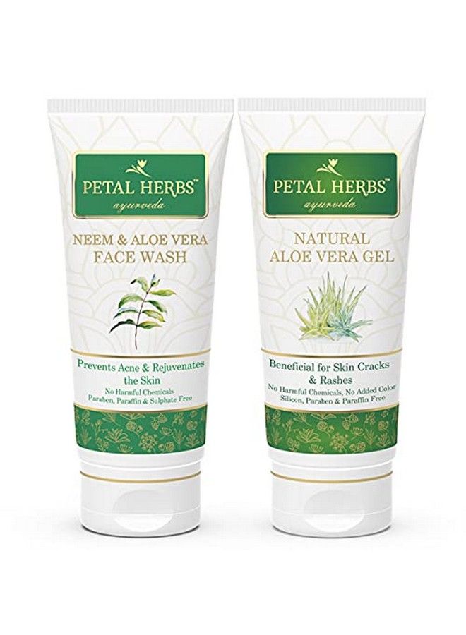 100 Gm Neem & Aloe Vera Face Wash To Rejuvenate And Cleanse The Skin + 100 Gm Natural Aloe Vera Gel To Prevent Pimples And Acne Silicon Paraben Paraffin Free Pack Of 2