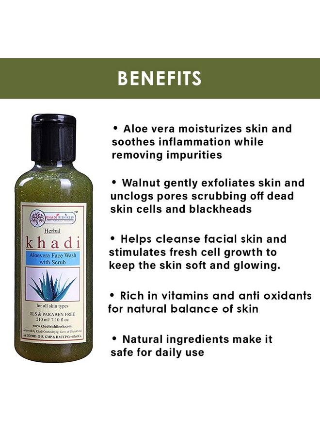 Herbal Aloevera Face Wash With Scrub Exfoliating Face Wash For All Skin Typetan Removal And Skin Brightening 210 Ml Sls & Paraben Free (Pack Of 1)