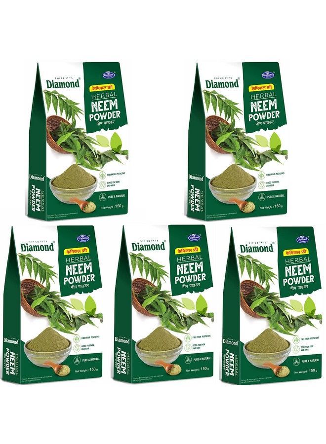 Herbal Neem Powder Chamical Free For Face & Hair ;Pimplefree Clear & Glowing Skin ; Dense & Silky Hair 150Gm(Pack Of 5)