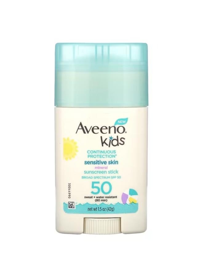 Kids, Sensitive Skin Sunscreen Stick, SPF 50, Fragrance-Free, 1.5 oz (42 g)