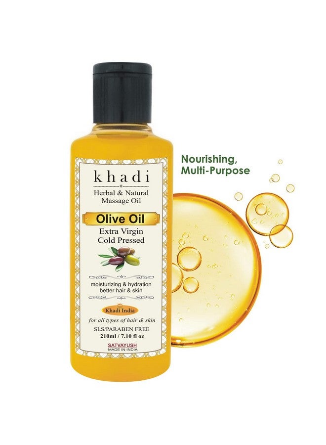 Khadi Extra Virgin Olive Oil Organic Cold Pressed Pure & Natural For Hair & Skin Nourishment 210 Ml