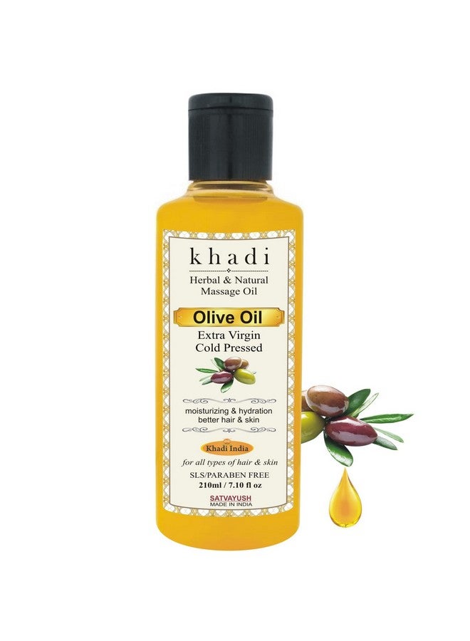 Khadi Extra Virgin Olive Oil Organic Cold Pressed Pure & Natural For Hair & Skin Nourishment 210 Ml