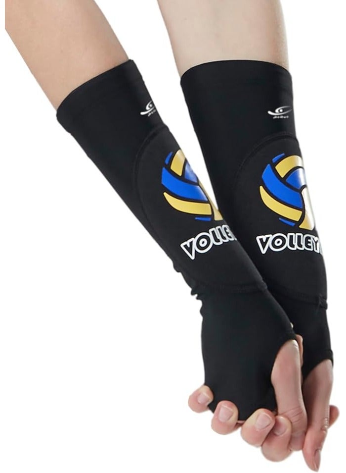 Volleyball Arm Guards Arm Sleeves, Passing Forearm Sleeves with Protection Pads and Thumb Hole for Kids Youth Women Men (L)
