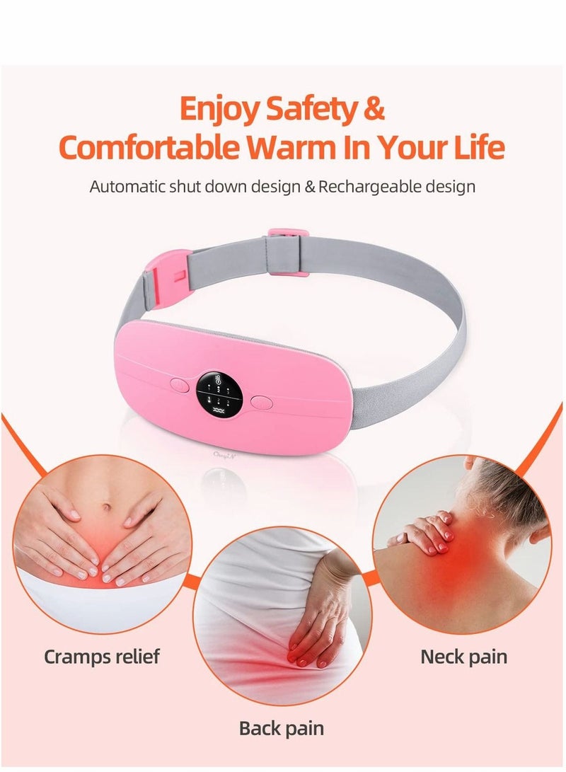 Period Heating Pad, Portable Electric Waist Belt with 3 Heat Levels and Vibration Massage Modes Fast Wrap for Cramps Back Pain Relief Women Girl