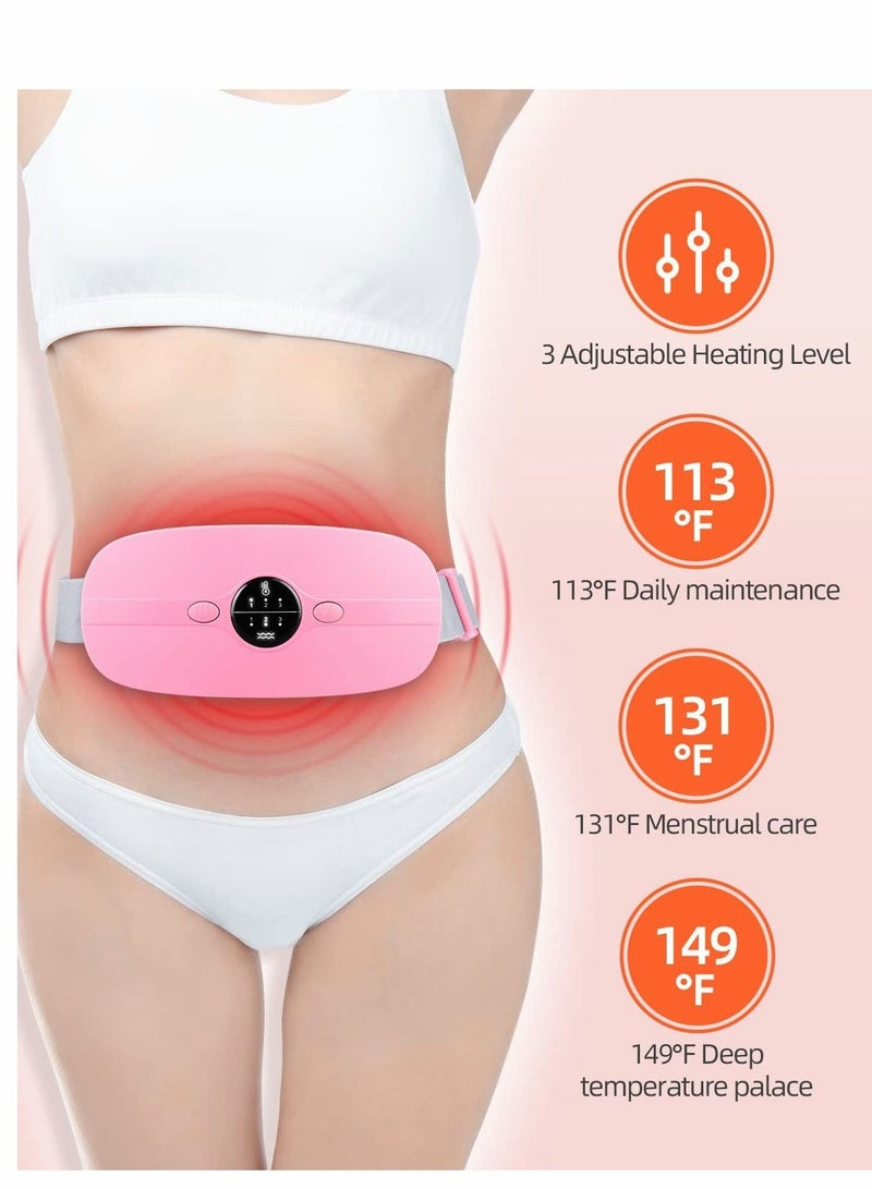 Period Heating Pad, Portable Electric Waist Belt with 3 Heat Levels and Vibration Massage Modes Fast Wrap for Cramps Back Pain Relief Women Girl