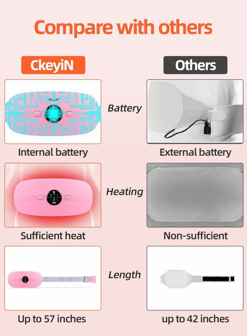 Period Heating Pad, Portable Electric Waist Belt with 3 Heat Levels and Vibration Massage Modes Fast Wrap for Cramps Back Pain Relief Women Girl