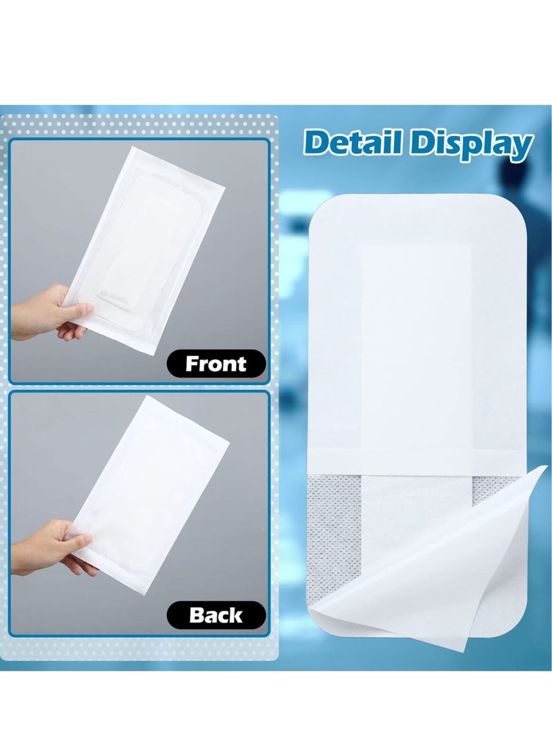 15 Pieces Gauze Island Dressing with Border Wound Bandage Sterile Adhesive Gauze Pad Patch Waterproof Breathable Border Individual Pouch Tape (10 X 20 cm)