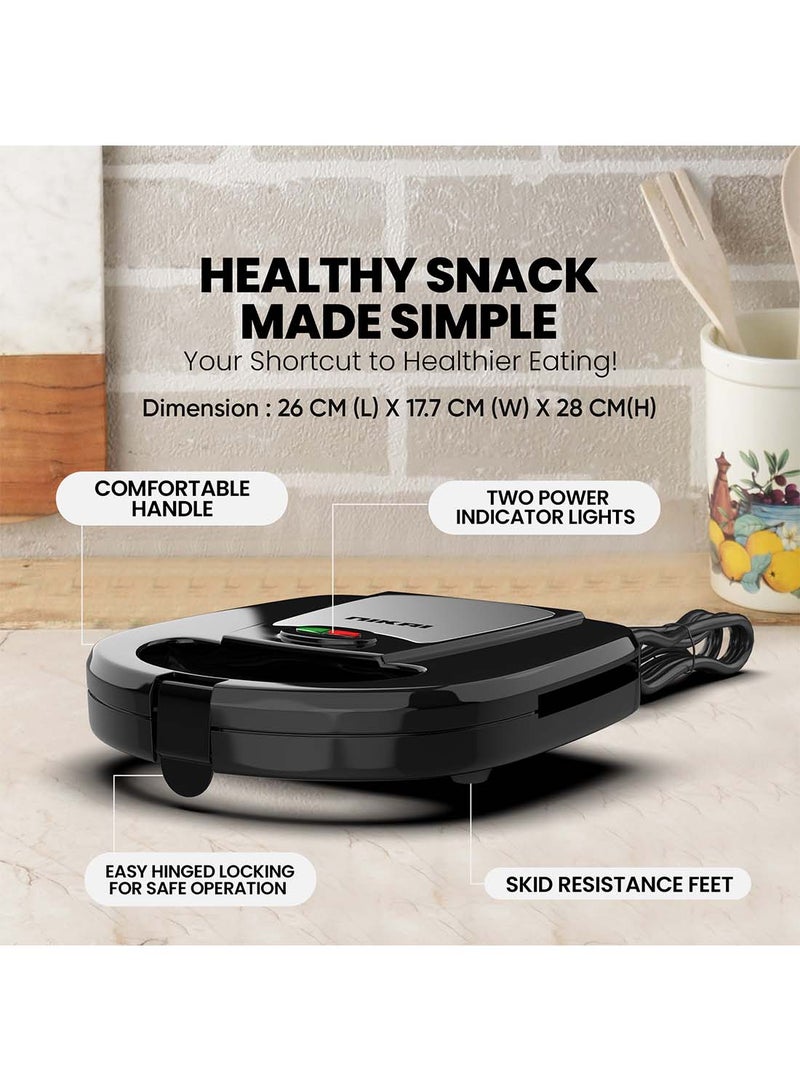 7 In 1 Sandwich And Multi Snack Maker, 2 Slot Non-Stick 7-In-1 Interchangeable Plates Grill, Toaster, Pancakes, Cookies, Waffles, Donuts, Cupcakes And Nutties, Cool Touch Housing, Dishwasher Safe 750 W NGT727D Black