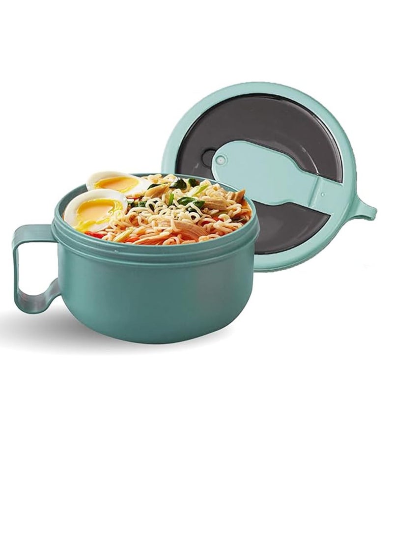 BrainGiggles Microwave Safe Ramen Bowl Portable Soup Bowl with Lid and Handles for Home Office Kids and Adults Food Container - Green