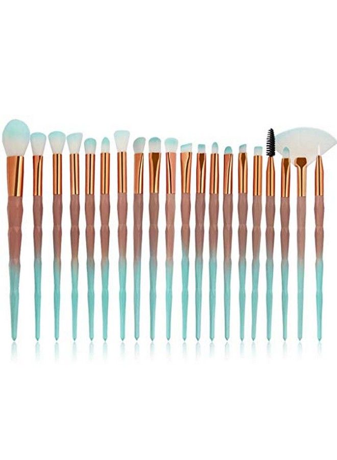 Eye Brush Set 20 Pcs Unicorn Eyeshadow Eyeliner Blending Crease It Makeup Brushes Make Up Foundation Eyebrow Eyeliner Blush Cosmetic Concdealer Brushes (Green)