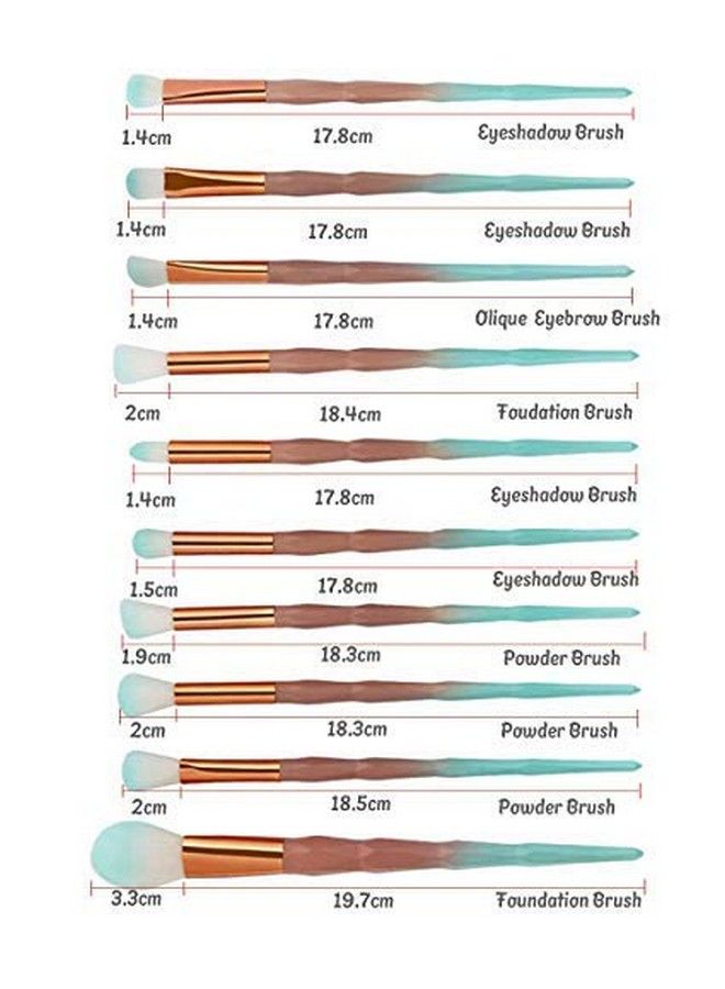 Eye Brush Set 20 Pcs Unicorn Eyeshadow Eyeliner Blending Crease It Makeup Brushes Make Up Foundation Eyebrow Eyeliner Blush Cosmetic Concdealer Brushes (Green)