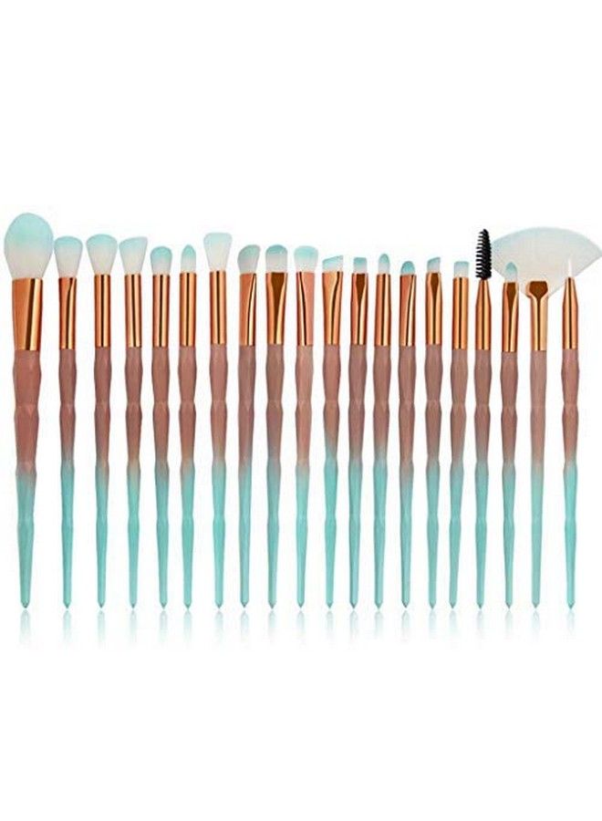 Eye Brush Set 20 Pcs Unicorn Eyeshadow Eyeliner Blending Crease It Makeup Brushes Make Up Foundation Eyebrow Eyeliner Blush Cosmetic Concdealer Brushes (Green)