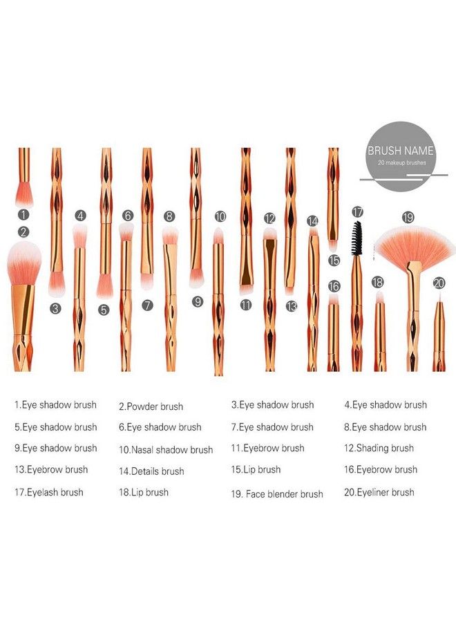 20Pcs Unicorn Shiny Gold Diamond Makeup Brush Set With Box Professional Foundation Powder Cream Blush Brush Kits (Gold Unicorn)