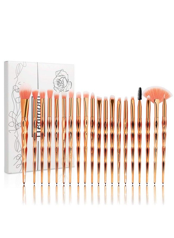 20Pcs Unicorn Shiny Gold Diamond Makeup Brush Set With Box Professional Foundation Powder Cream Blush Brush Kits (Gold Unicorn)