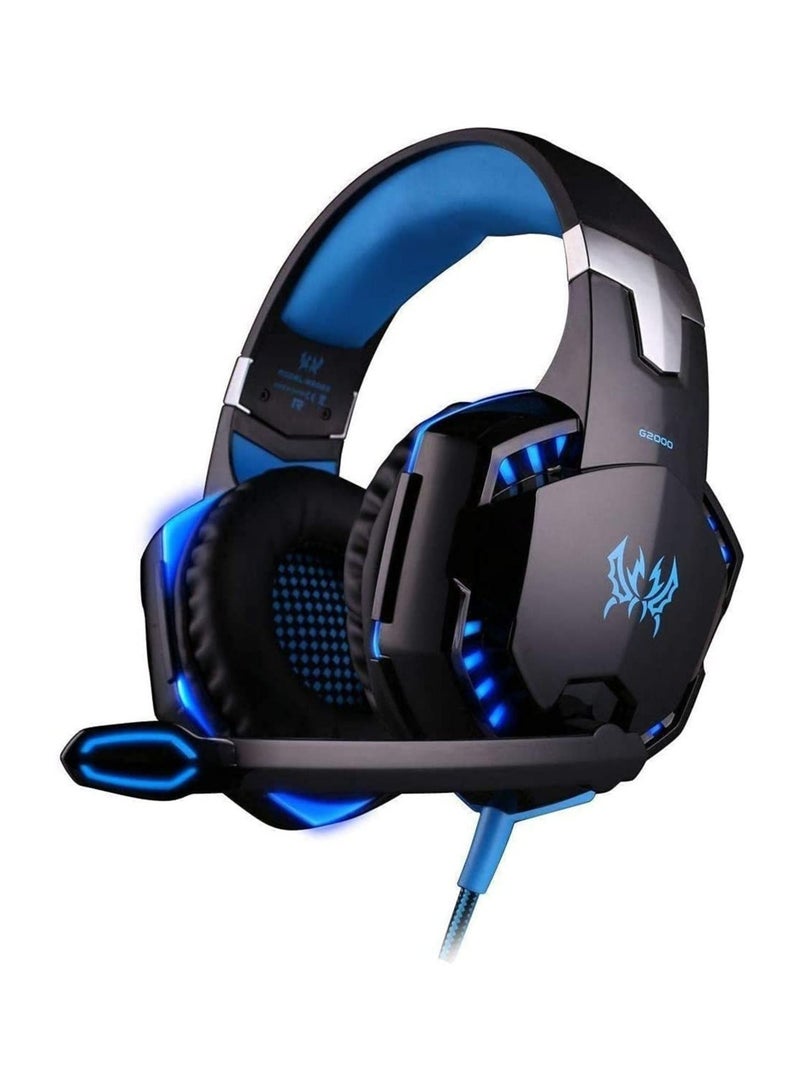 G2000 Gaming Headset, Surround Stereo Gaming Headphones with Noise Cancelling Mic, LED Lights & Soft Memory Earmuffs, Works with PS4, Nintendo Switch, PC Mac Computer Games