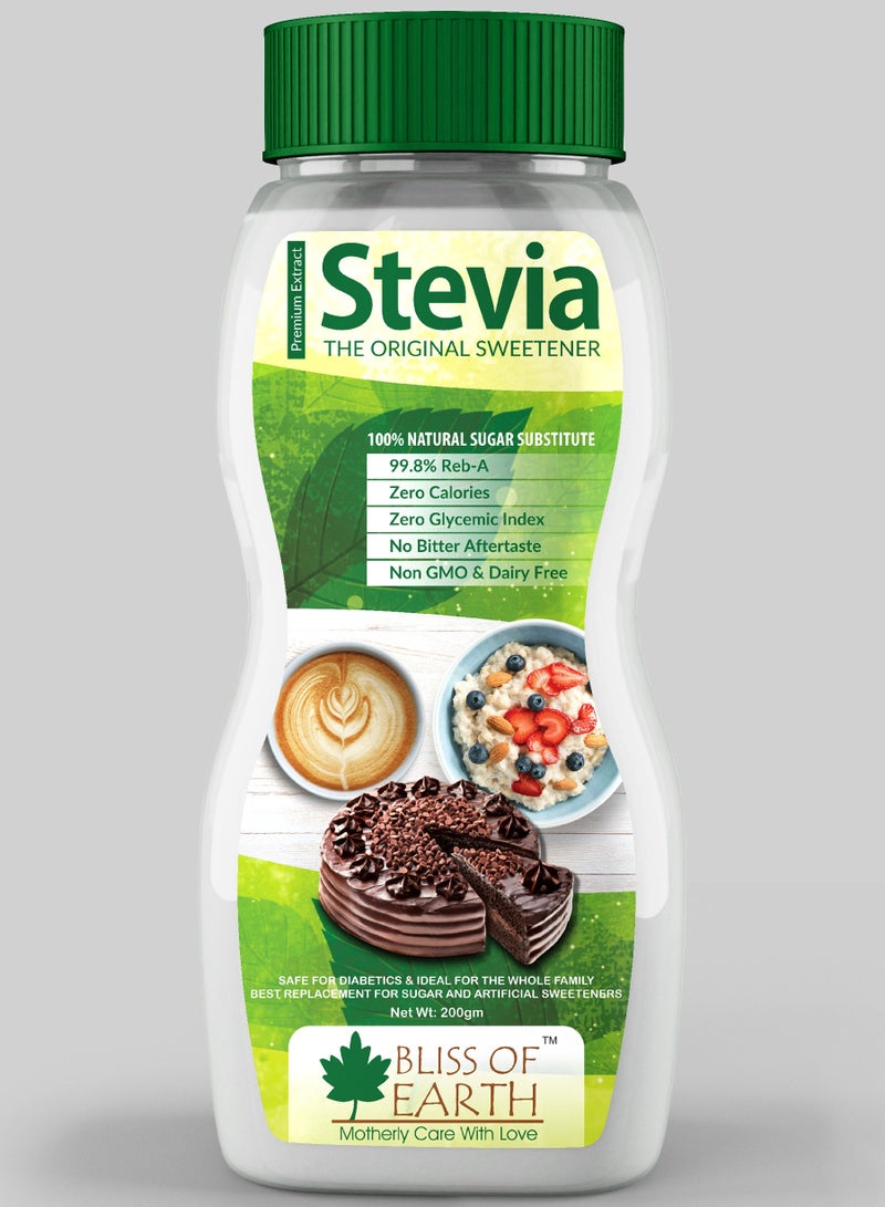 Bliss of Earth 99.8% REB A Purity Stevia Powder Natural & Sugarfree Zero Calorie Zero GI Keto Sweetener 200GM