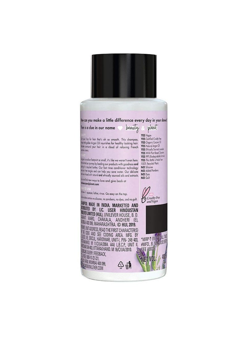 Love Beauty And Planet Shampoo For Women Made With Argan Oil and Lavender  Sulphate And Paraben Free Shampoo Smooth And Silky Hair 400ml