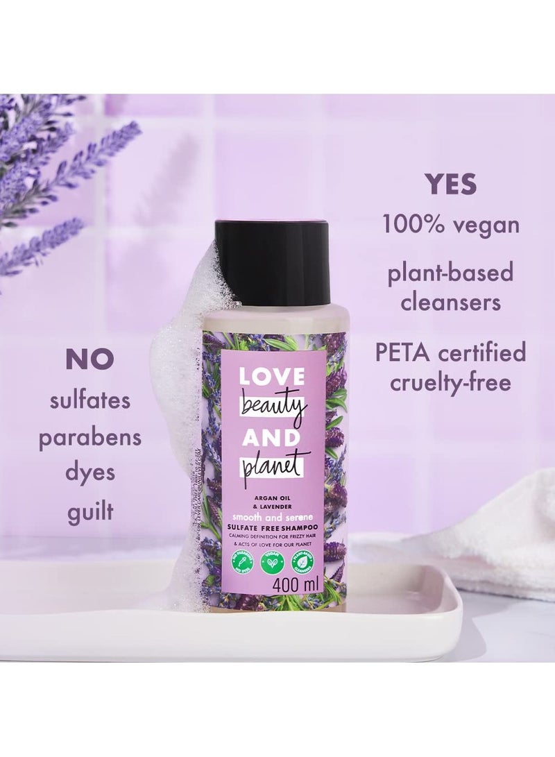 Love Beauty And Planet Shampoo For Women Made With Argan Oil and Lavender  Sulphate And Paraben Free Shampoo Smooth And Silky Hair 400ml