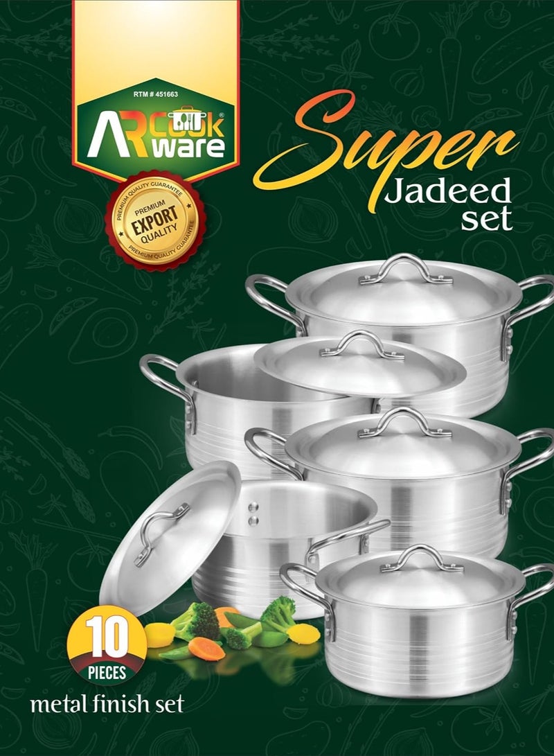 AR Metal Finish Set 10 PCS Set – Super jadeed Set Aluminum Metal Finish Cookware set Heavy Metal Finish
