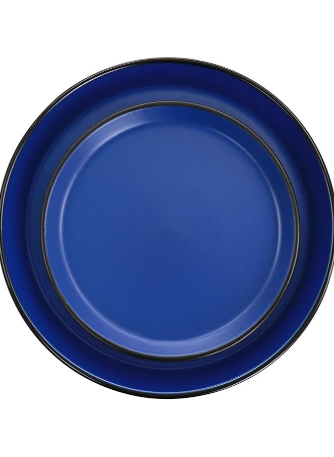 Royal Home 16-Piece stoneware Dinner Set in Blue and Black
