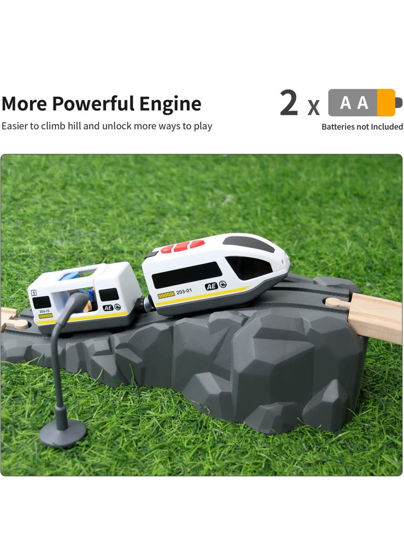 Battery Operated Train for Wooden Train Track, Electric Locomotive Train Set with Powerful Engine Compatible with Thomas, Brio, Chuggington, Bullet Train Toys for Toddlers 3 4 5 Year Olds