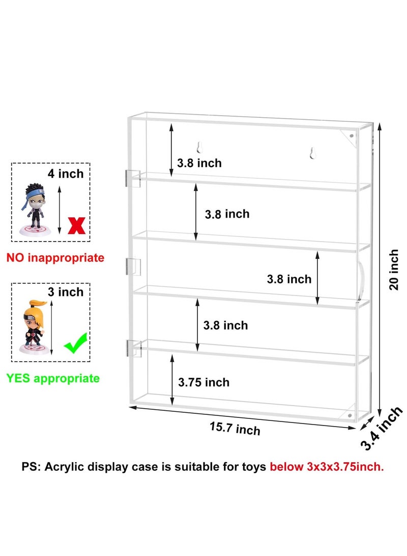 Acrylic Display Case, Display Cabinet for Mini Pop Figures, Dust-Proof Clear Wall Mounted or Desktop 5 Layer Storage Mini Toys/Rock Stone, Each Compartment: 15 7/10”L x 3 2/5”W x3 4/5”H