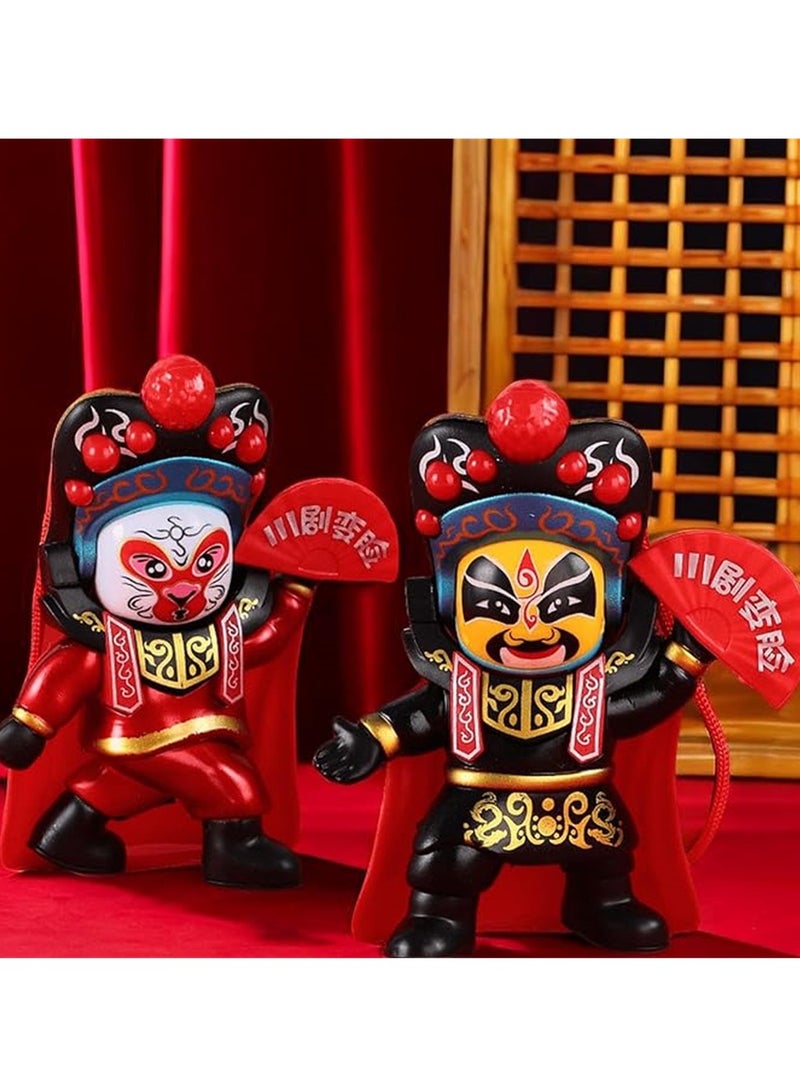 Sichuan Opera Face Changing Doll, New Face-Changing Toys, Face Doll Ornaments, National Culture, Chinese Specialty Handmade Gift Souvenirs Doll Toys, Blue, 1 Pcs