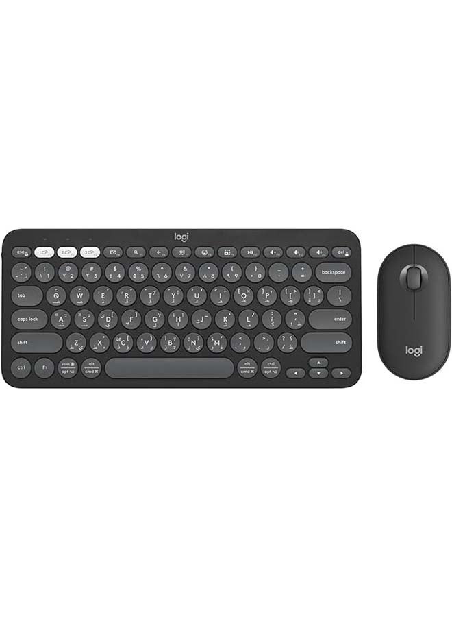 Pebble 2 Combo, Wireless Keyboard and Mouse, Quiet and Portable, Customisable, Logi Bolt, Bluetooth, Easy-Switch for Windows, macOS, iPadOS, Chrome, ARA Layout Graphite