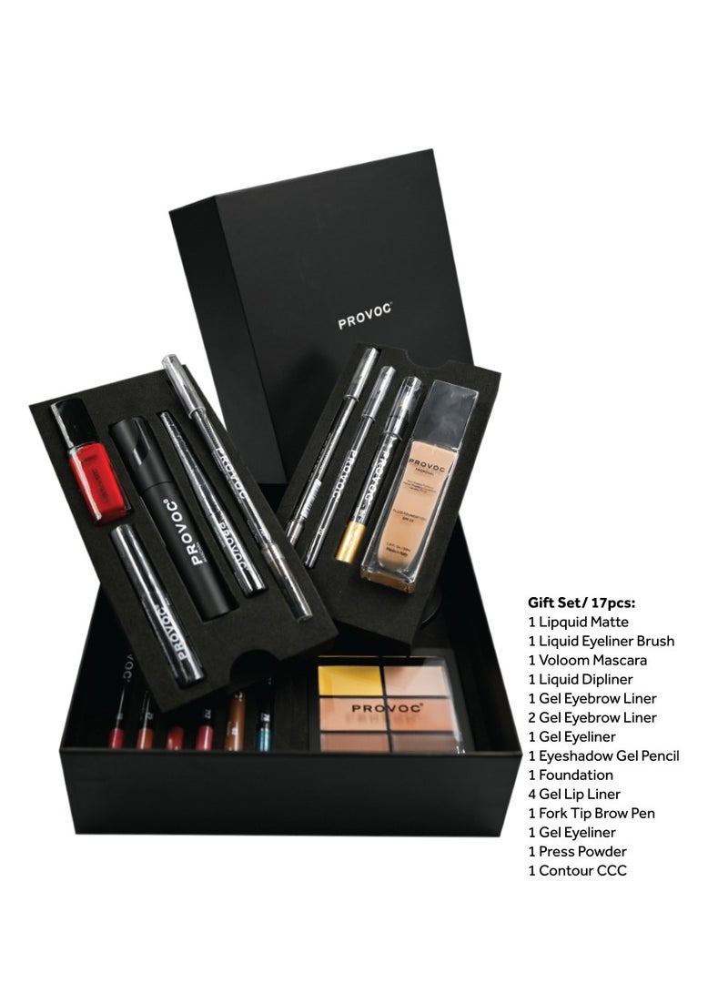 PROVOC Make-Up Gift Set 19 (Foam Trays Box) 17pcs