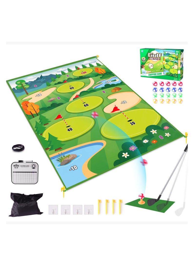 Portable Golf Game Set for Indoor Outdoor Use - Includes Chipping Mat, Hitting Mats, 20 Golf Balls, and Golf Training Equipment, Ideal for Home Backyard Practice