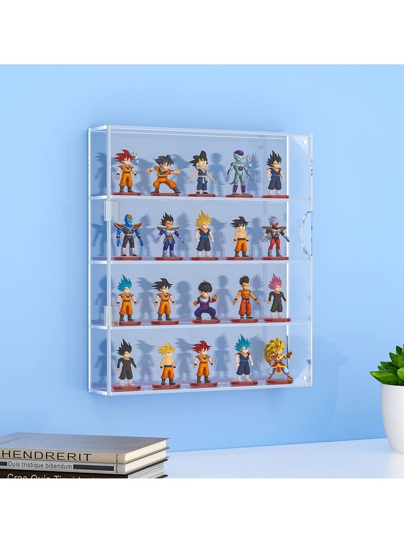 Rose Acrylic Display Case for Mini Funko Pop Figures, Clear Wall Mounted or Desktop 4 Layer Storage Box Cabinet Organizer for Mini Toys, Collections or Stone