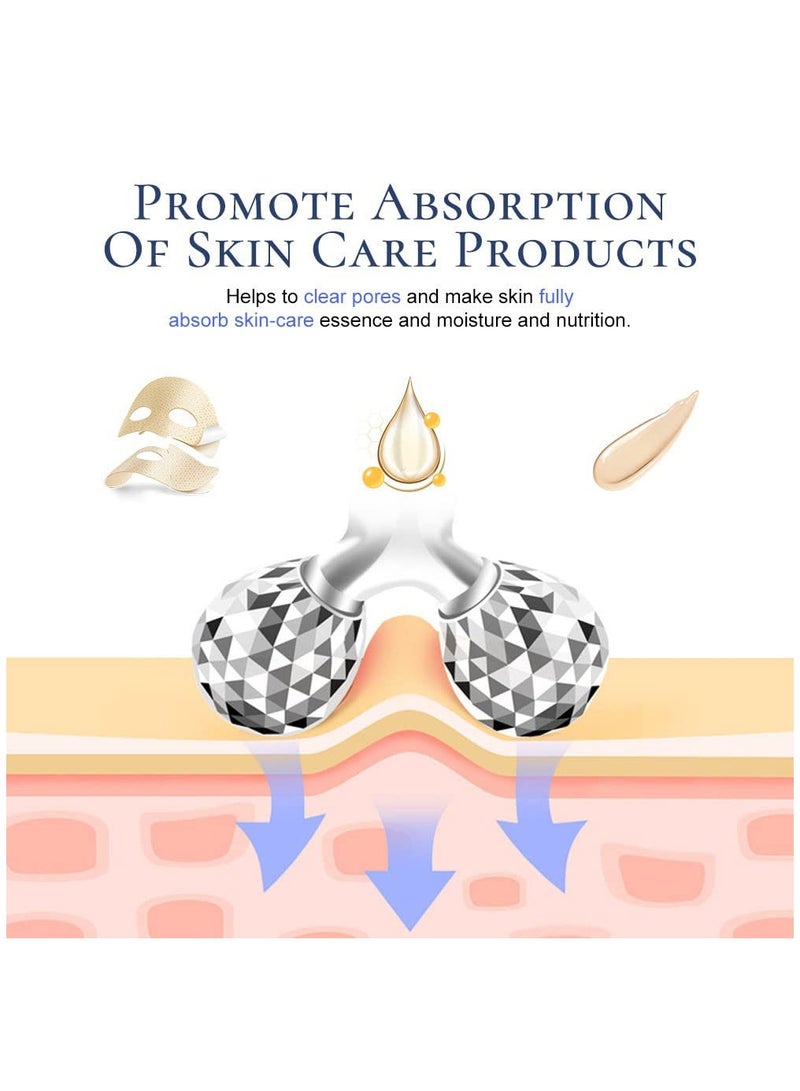 Facial Massager Jade Roller & Gua Sha Tool Natural Stone for Face Neck Healing Skin Wrinkles & Serum Application (3D Rollar)