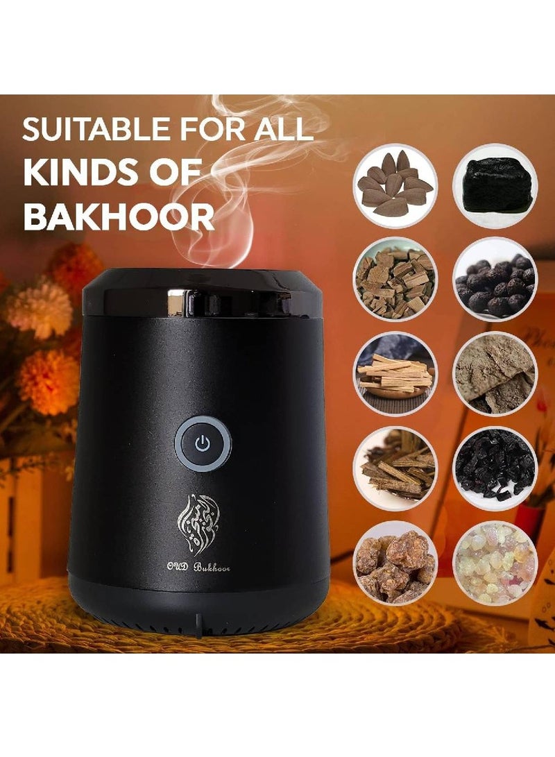 Oud Incense Bukhoor Burner Aroma Diffuser with long lasting battery Usb Rechargeable Great gift for Home, Car, Desert Camping & Travel