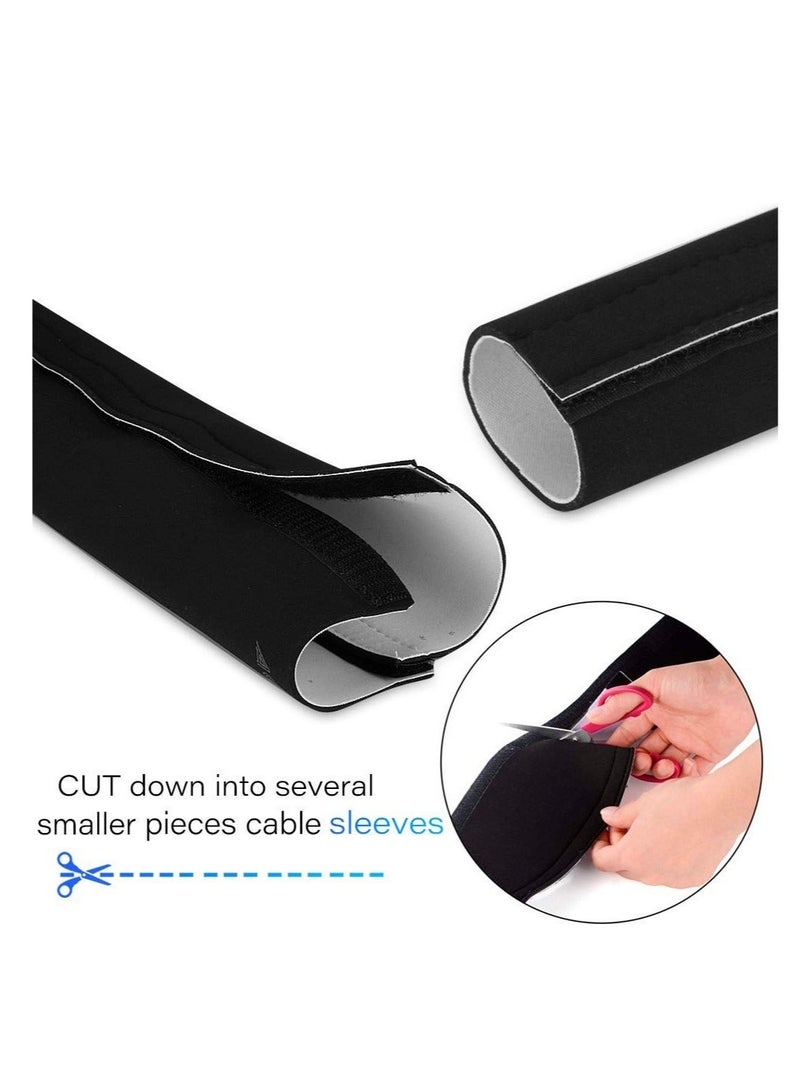 Cable Management Sleeve, 13*3 cm Neoprene Adjustable Cable Sleeves, Flexible Cable Wrap Cover Wire Hider, for Desk TV Computer Office Home Theater -Reversible Black/White