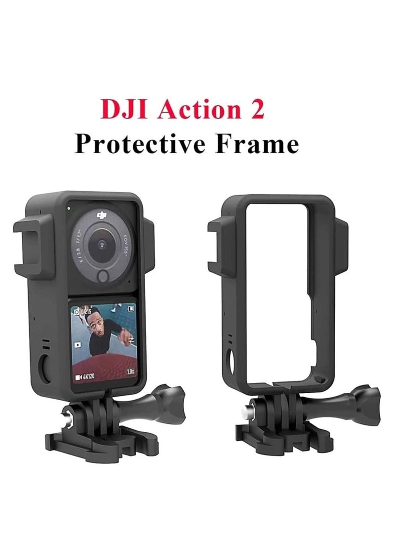 Camera Frame for DJI osmo Action 2, 2 Protective with Hot Shoe Base Anti-Drop Dust Protection Case Cover Mount+ Screen Protector Kits