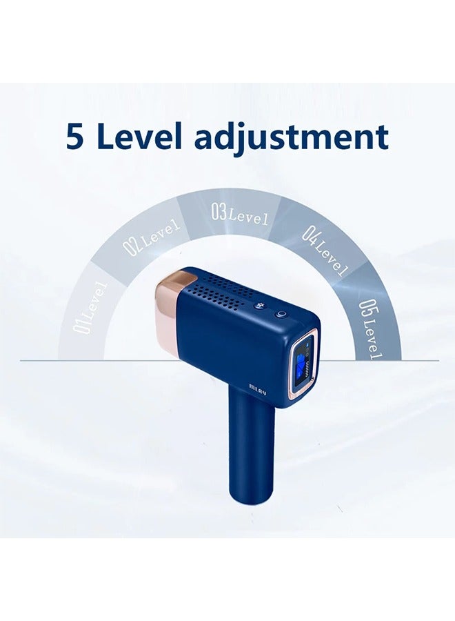 Newest T14 Laser Painless Fast Hair Removal 3℃ Cold Compress/5-Levels/500000 Pulses Carry An Additional HR Lamp Dark Blue