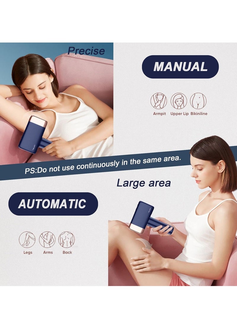 T14 Laser Painless Fast Hair Removal 3℃ Cold Compress/5-Levels/500000 Pulses Carry An Additional Bikini Lamp And Face Lamp Dark Blue