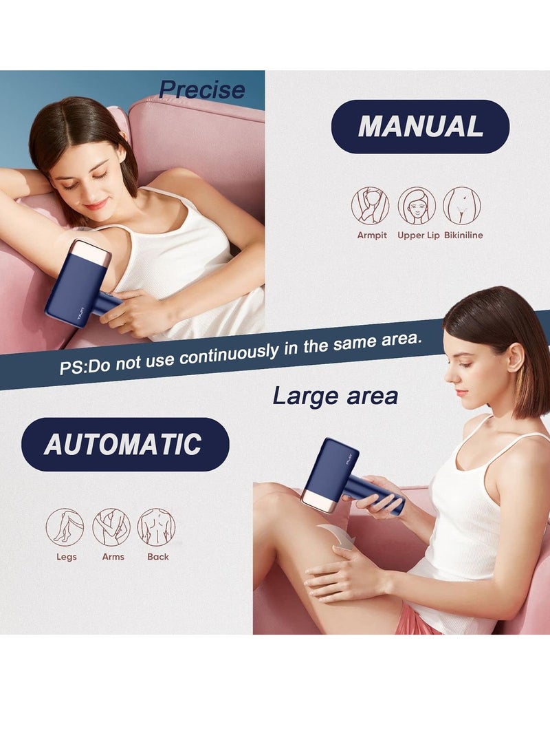 T14 Laser Painless Fast Hair Removal 3℃ Cold Compress/5-Levels/500000 Pulses Carry An Additional HR Lamp Dark Blue